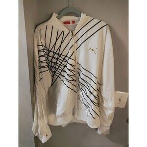 Puma White Black Graphic Zip Up Track Jacket Mens XL